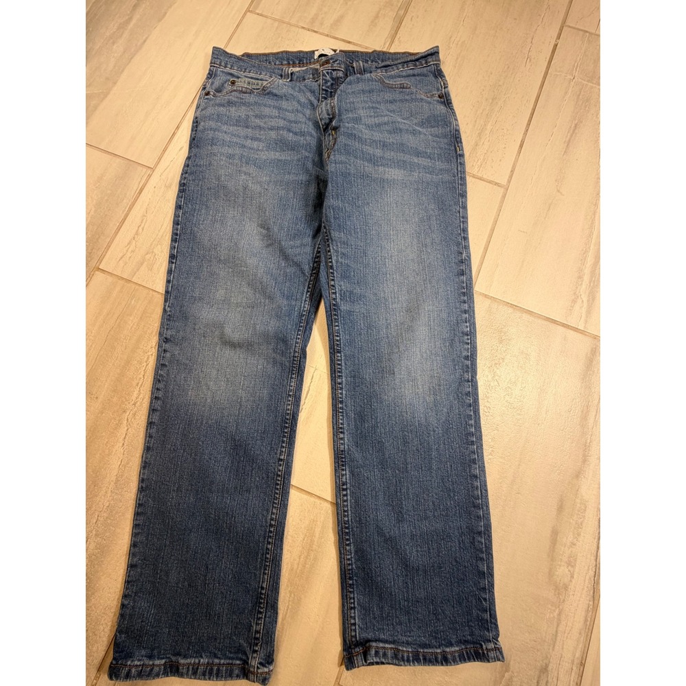 True Craft Mens Relaxed Fit Jeans 36x30 Medium Wash Blue Straight Leg N9830